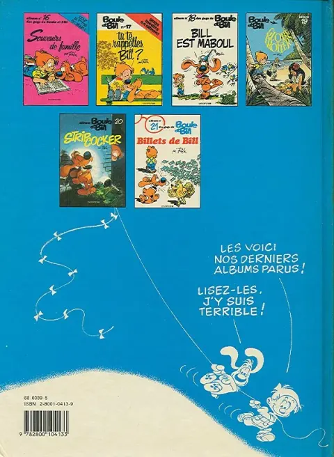 Verso de l'album Boule & Bill Tome 11 Jeux de Bill