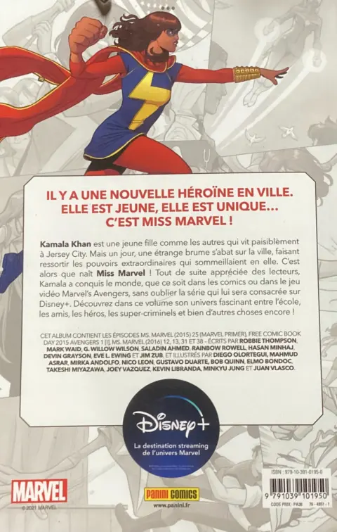 Verso de l'album Ms. Marvel Tome 1
