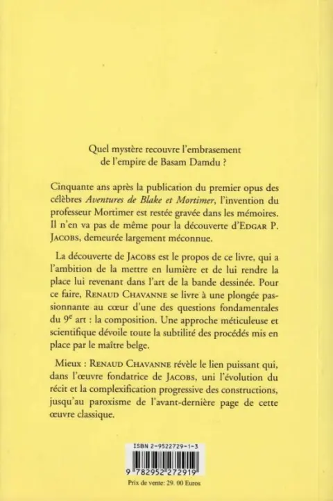 Verso de l'album Edgar P. Jacobs & le Secret de l'explosion