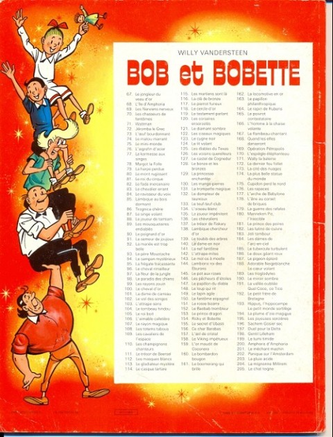 Verso de l'album Bob et Bobette Tome 72 Jeromba le Grec