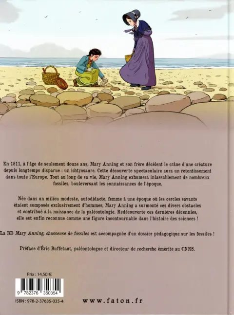 Verso de l'album Mary Anning chasseuse de fossiles
