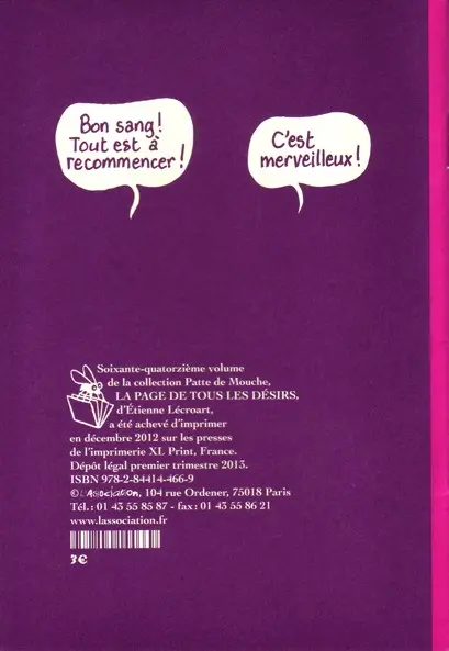 Verso de l'album La page de tous les désirs