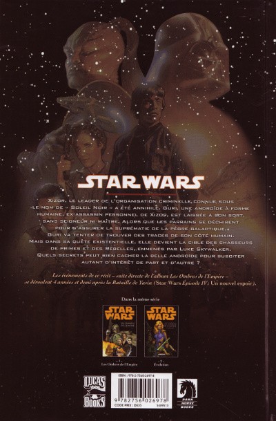 Verso de l'album Star Wars - Les ombres de l'Empire Évolution