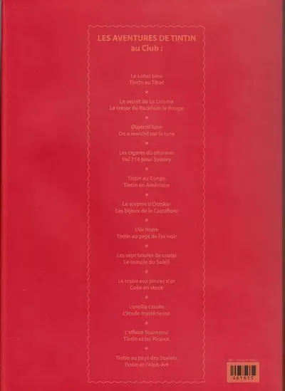 Verso de l'album Tintin Le Lotus Bleu / Tintin au Tibet