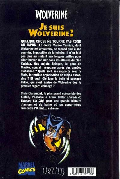 Verso de l'album Wolverine Tome 3 Je suis Wolverine !