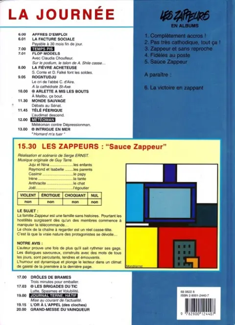 Verso de l'album Les Zappeurs Tome 5 Sauce zappeur