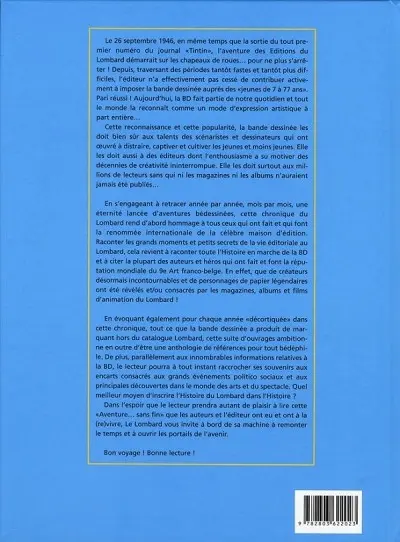 Verso de l'album Le Lombard : L'aventure sans fin Tome 1 1946-1969