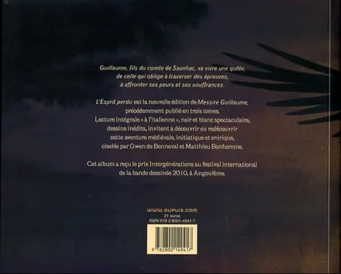 Verso de l'album Messire Guillaume L'esprit perdu