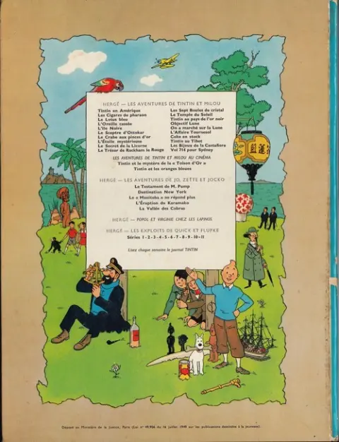 Verso de l'album Tintin Tome 5 Le lotus bleu
