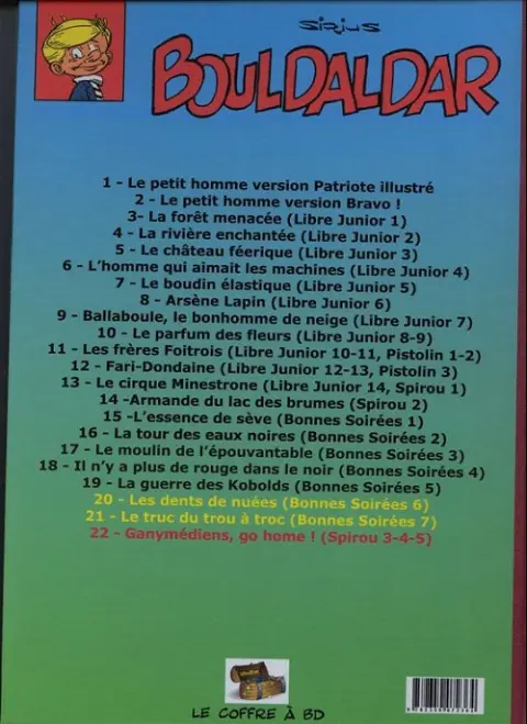 Verso de l'album Bouldaldar et Colégram Tome 22 Ganymédiens Go home ! - La tourte - Silence on retourne