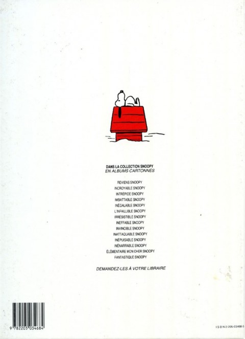 Verso de l'album Snoopy Tome 14 Fantastique Snoopy