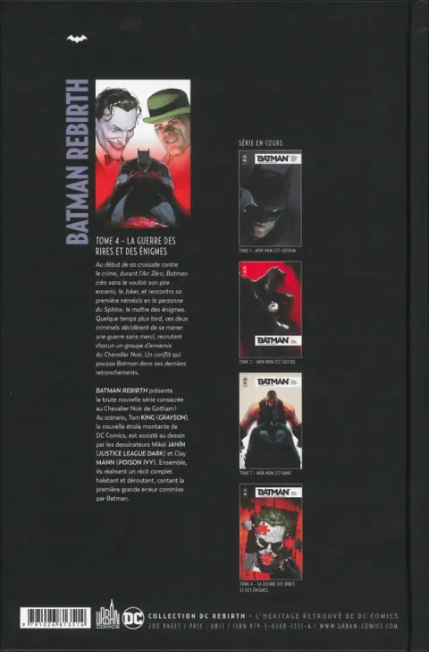 Verso de l'album Batman Rebirth Tome 4 La Guerre des rires et des énigmes