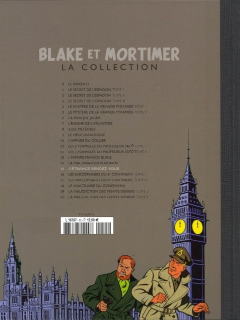 Verso de l'album Blake et Mortimer La Collection Tome 15 L'étrange rendez-vous