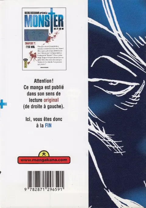 Verso de l'album Monster Chapitre 17 C'est moi