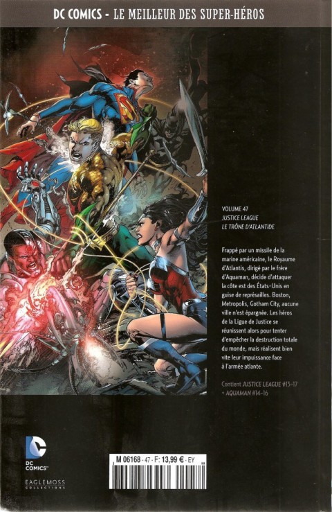Verso de l'album DC Comics - Le Meilleur des Super-Héros Volume 47 Justice League - Le Trône d'Atlantide