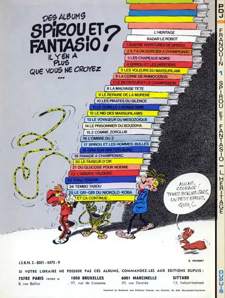 Verso de l'album Spirou et Fantasio Tome 1 L'héritage