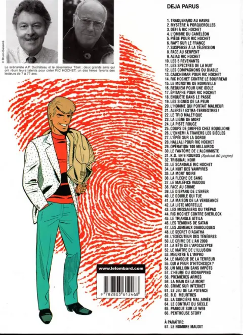 Verso de l'album Ric Hochet Tome 58 Premières armes