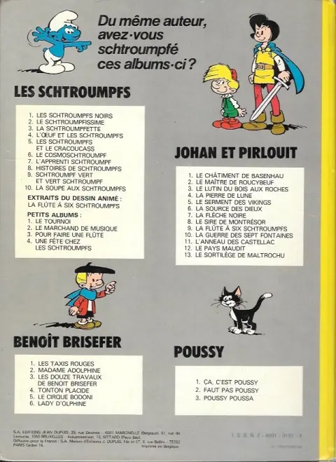 Verso de l'album Johan et Pirlouit Tome 13 Le sortilège de Maltrochu