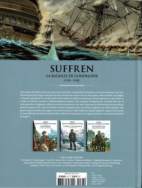 Verso de l'album Les grands personnages de l'Histoire en bandes dessinées Tome 67 Suffren, La bataille de Gondelour