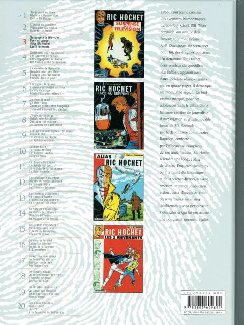 Verso de l'album Ric Hochet Intégrale Tome 3