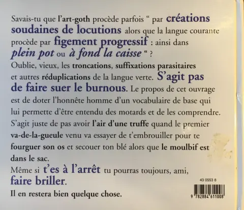 Verso de l'album de A à Z La moto illustrée de A à Z