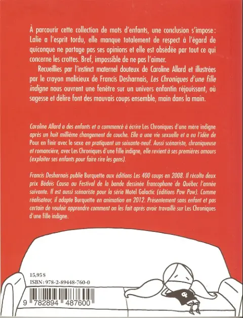 Verso de l'album Les Chroniques d'une fille indigne Tome 1 J'ai vraiment des parents de base