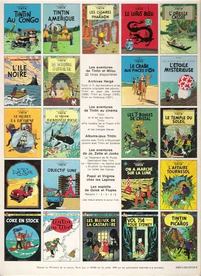 Verso de l'album Tintin Tome 21 Les bijoux de la Castafiore