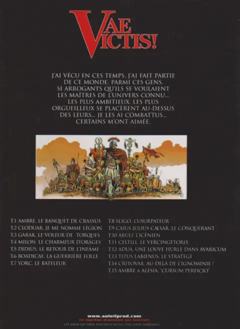 Verso de l'album Vae Victis ! Tome 1 Ambre, le banquet de Crassus
