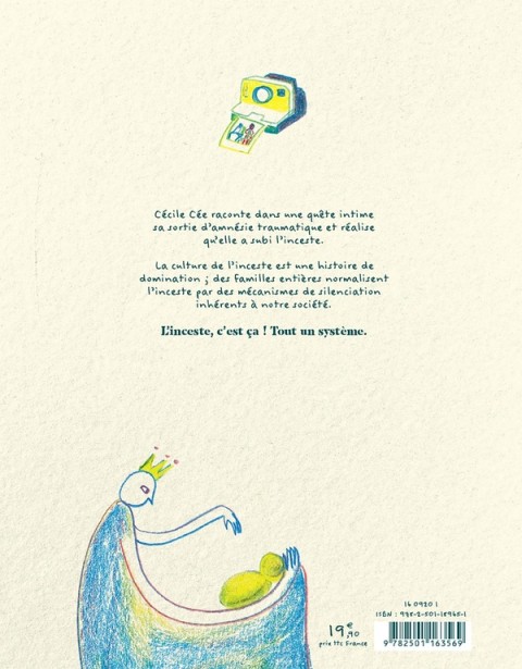 Verso de l'album Ce que Cécile sait Journal de sortie d'inceste