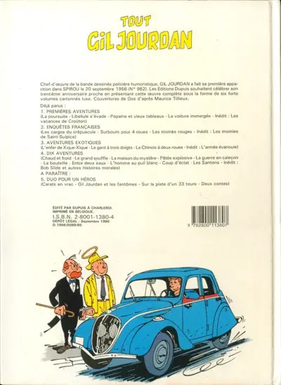 Verso de l'album Gil Jourdan Tout Gil Jourdan Tome 4 Dix aventures