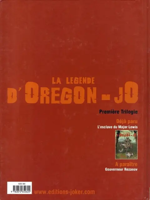 Verso de l'album La Légende d'Oregon-Jo Tome 1 L'esclave du Major Lewis