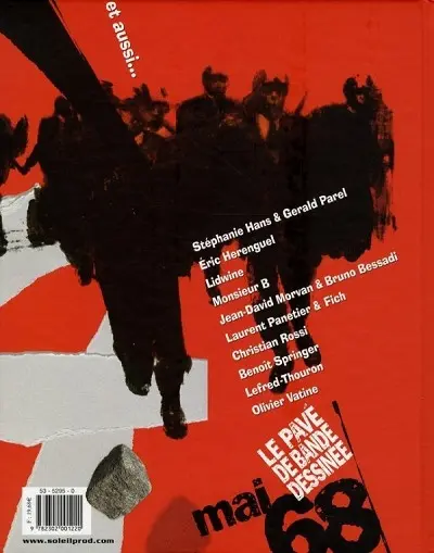 Verso de l'album Mai 68 - Le pavé de bande dessinée