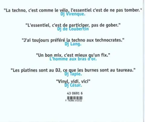 Verso de l'album Mode d'emploi La Techno