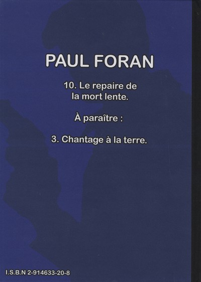 Verso de l'album Paul Foran Tome 10 Le repaire de la mort lente