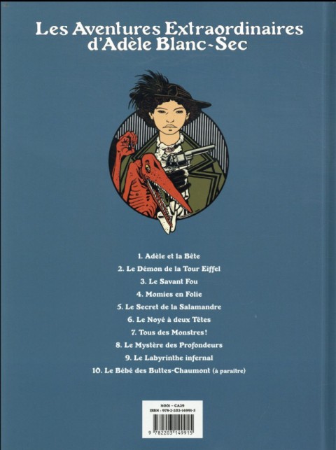 Verso de l'album Les Aventures Extraordinaires d'Adèle Blanc-Sec Tome 6 Le Noyé à Deux Têtes