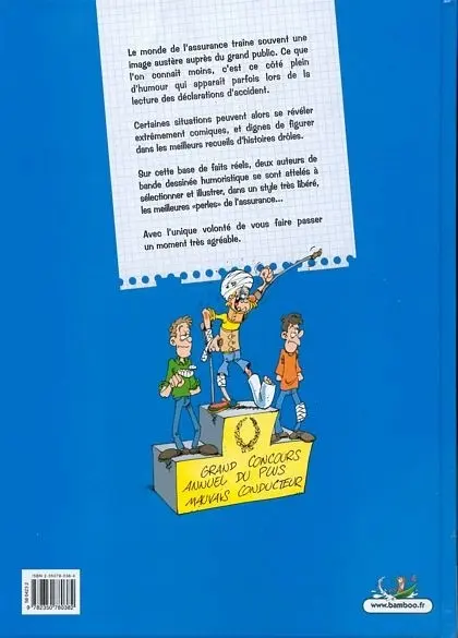 Verso de l'album Les Assureurs Le grand bêtisier des déclarations d'accident 1