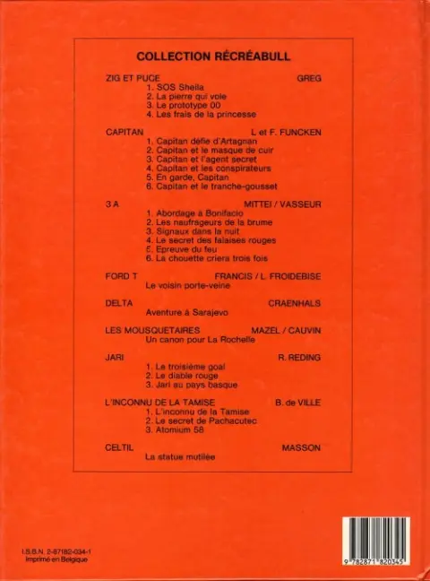 Verso de l'album Capitan Tome 5 Capitan et le tranche gousset