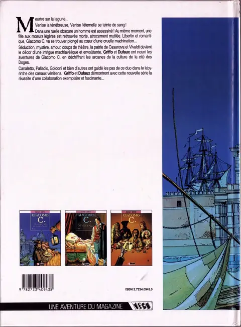 Verso de l'album Giacomo C. Tome 1 Le masque dans la bouche d'ombre