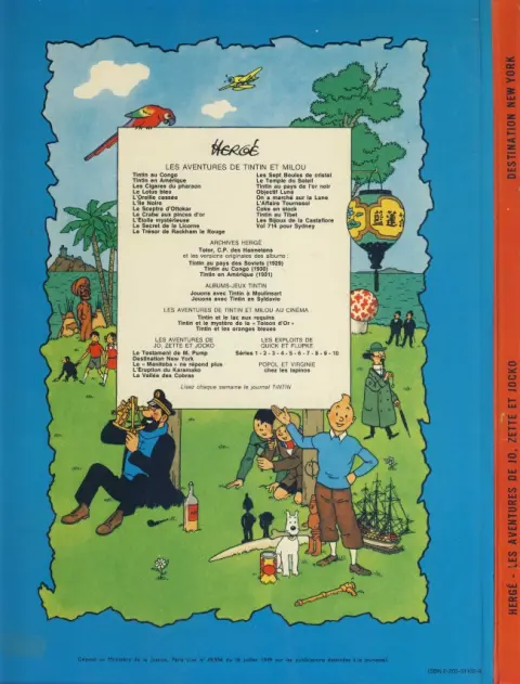 Verso de l'album Les Aventures de Jo, Zette et Jocko Tome 2 Destination New York