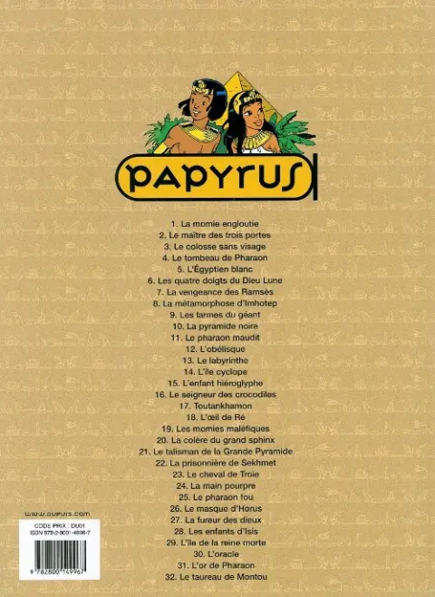 Verso de l'album Papyrus Tome 32 Le taureau de Montou