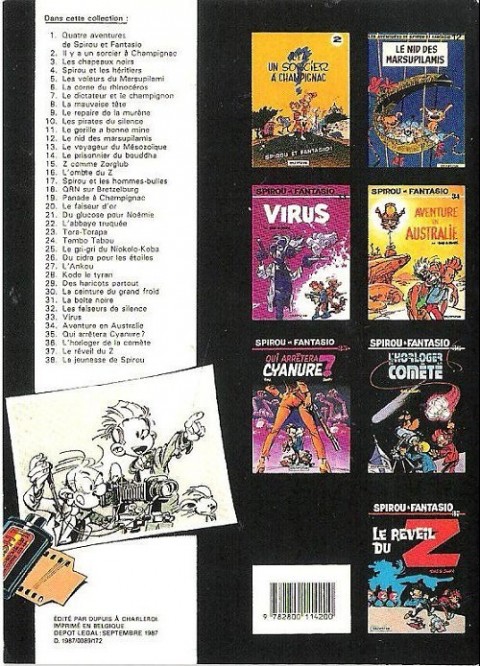 Verso de l'album Le Petit Spirou 4 gags inédits + une micro-anthologie