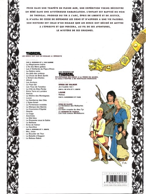 Verso de l'album Thorgal Tome 33 Le Bateau-Sabre