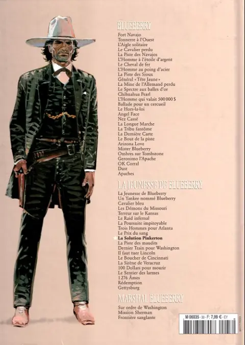 Verso de l'album Blueberry La Collection Tome 39 La Solution Pinkerton
