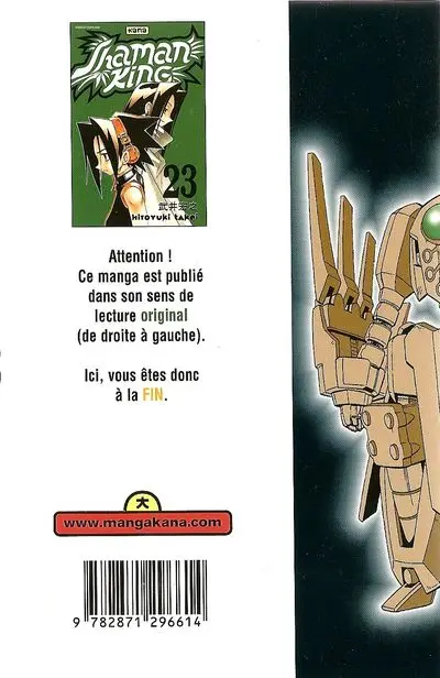 Verso de l'album Shaman King 23 Épilogue, 4e partie