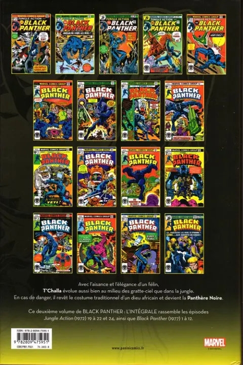 Verso de l'album Black Panther L'intégrale Tome 2 1976-1978