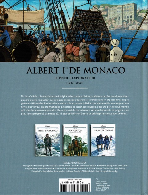 Verso de l'album Les grands personnages de l'Histoire en bandes dessinées Tome 68 Albert Ier De Monaco