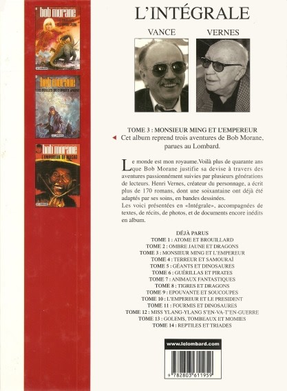 Verso de l'album Bob Morane L'Intégrale 3 Monsieur Ming et l'Empereur