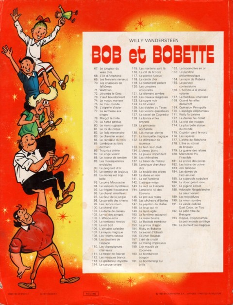 Verso de l'album Bob et Bobette Tome 163 Le Papillon philanthropique