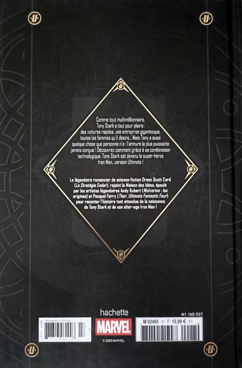 Verso de l'album Marvel Ultimate 27 Iron Man - Biographie non autorisée