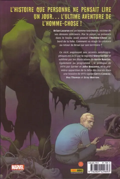 Verso de l'album Man-Thing Le Monstrueux Homme-Chose